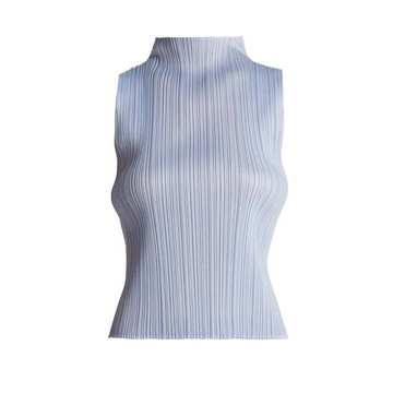 High-neck pleated top