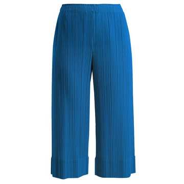 Wide-leg pleated cropped trousers