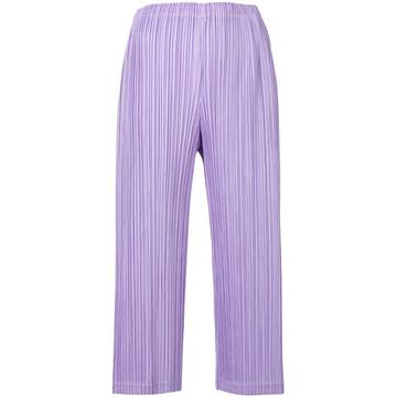 pleated cropped flared trousers