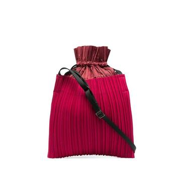 pleated drawstring cross-body bag