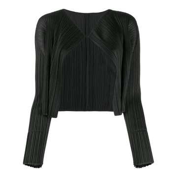 cropped micro-pleated jacket