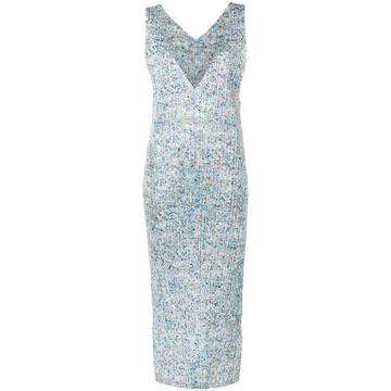 speckle print V plunge dress