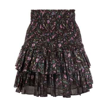 floral-print ruffled miniskirt