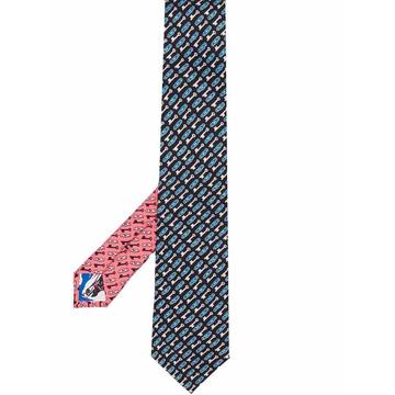 lock-and-key printed silk tie