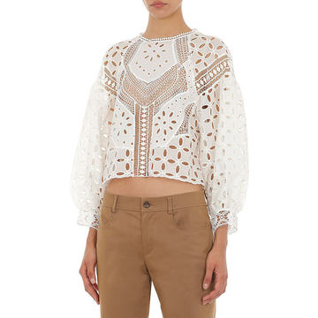 Laser-Cut Woven Blouse