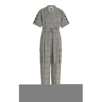 Bari Houndstooth Wool Jumpsuit