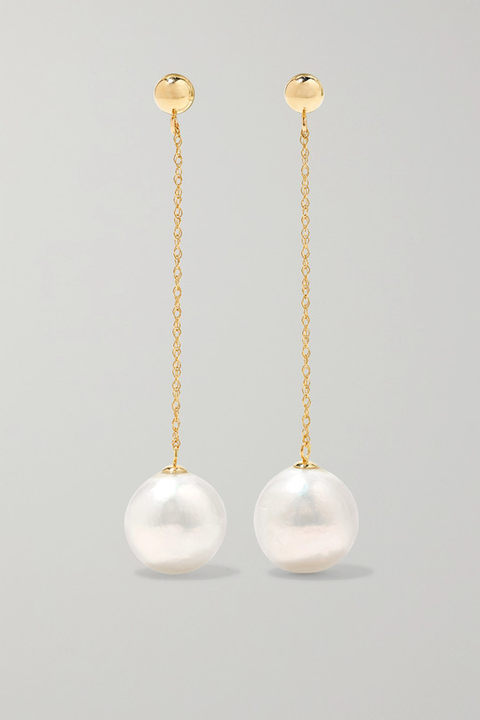 Girl with a Pearl 14K 黄金珍珠耳环展示图