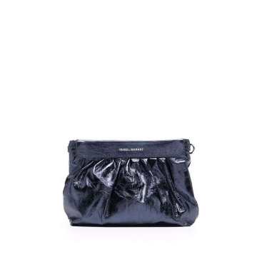 ruched leather clutch bag