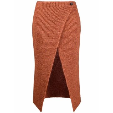 ribbed-knit mid-length skirt