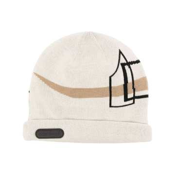 graphic-knit beanie hat