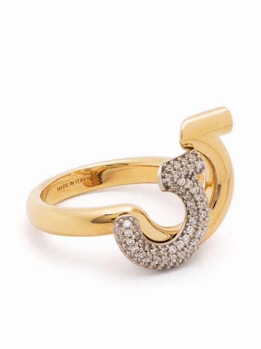 Gancini crystal-embellished ring展示图