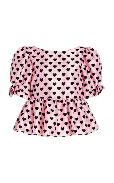 Keily Heart-Print Taffeta Peplum Top展示图