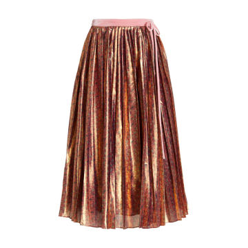 Lotty Pleated Lam�� Midi Skirt