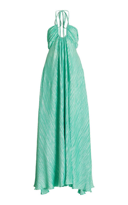 Julissa Pleated Satin Maxi Dress展示图