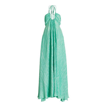 Julissa Pleated Satin Maxi Dress