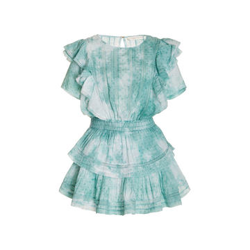 Natasha Tie-Dye Ruffled Cotton Mini Dress