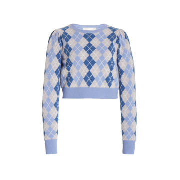 Glinda Argyle Cropped Wool-Cashmere Sweater