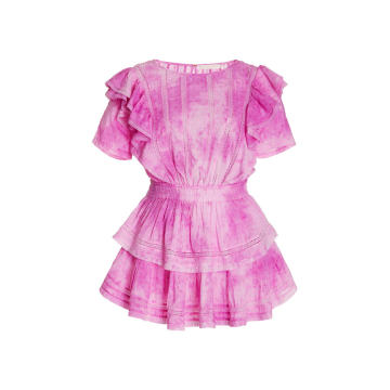 Natasha Tie-Dye Ruffled Cotton Mini Dress