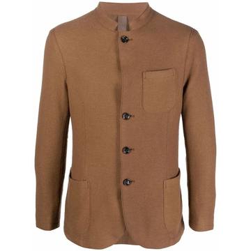 buttoned-up wool jacket