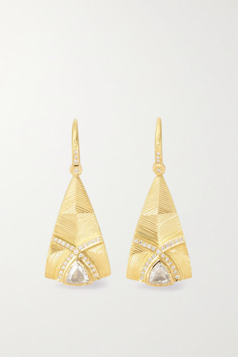 Nefertiti 18K 黄金钻石耳环展示图
