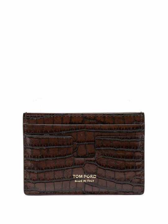 crocodile-effect leather card wallet展示图