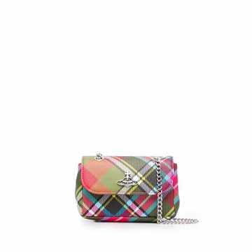 check-print clutch bag