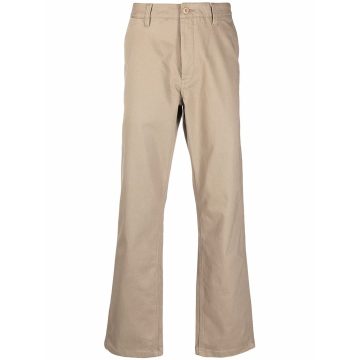 logo-patch cotton-blend straight-leg trousers