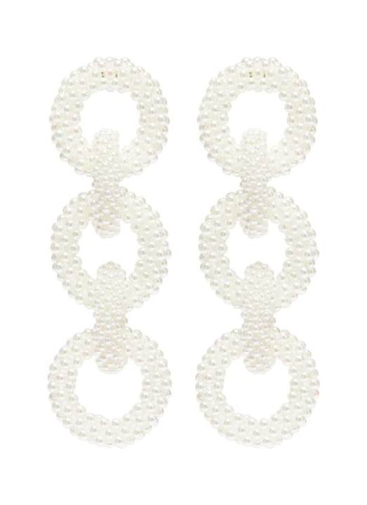 链条造型人造珍珠吊坠夹耳耳环展示图