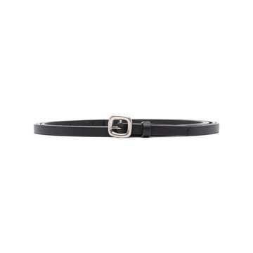 narrow buckled leather belt