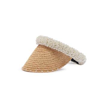 人造珍珠点缀编织遮阳帽