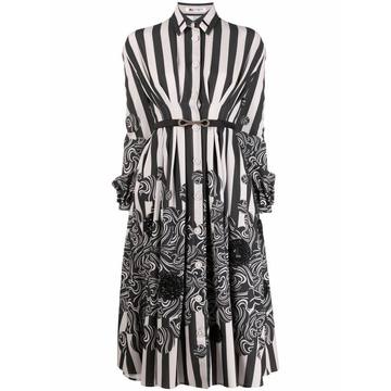 embellished stripe-print shirt dress