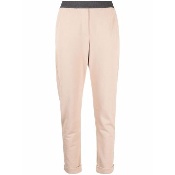 contrast-band cotton track trousers
