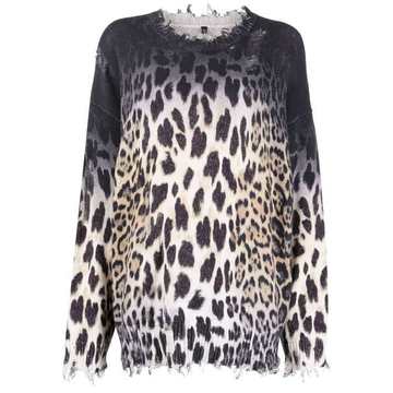 leopard-print raw-cut sweatshirt