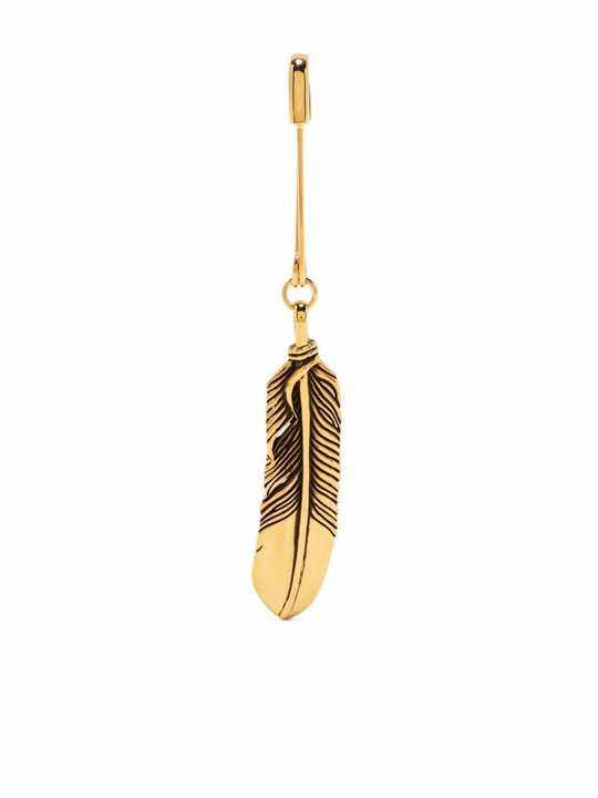 FEATHER CHARM WITH SAFETY PIN GOLD NO C展示图