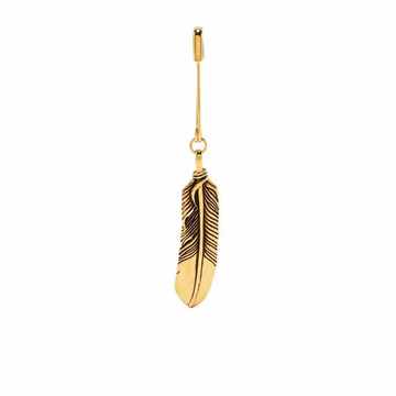 FEATHER CHARM WITH SAFETY PIN GOLD NO C