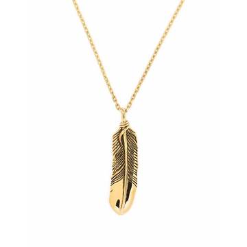 FEATHER CHARM NECKLACE GOLD NO COLOR