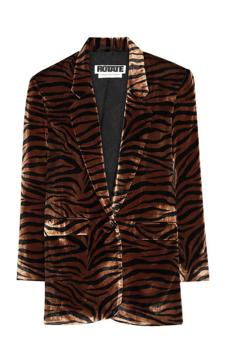 Maggie Tiger-Print Velvet Blazer展示图