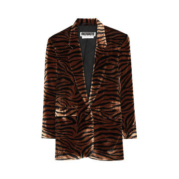 Maggie Tiger-Print Velvet Blazer