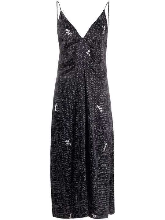 logo-print satin slip dress展示图