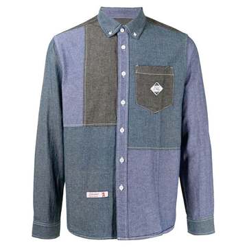 patchwork long-sleeve denim shirt