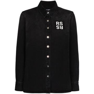 logo-patch denim shirt