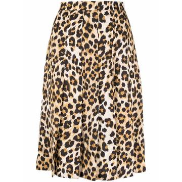 pleated leopard-print skirt