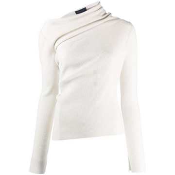 asymmetric-neck knitted sweater