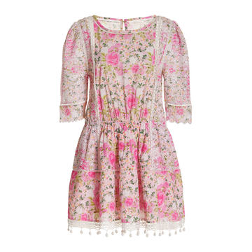 Novalie Floral-Print Eyelet Cotton Mini Dress