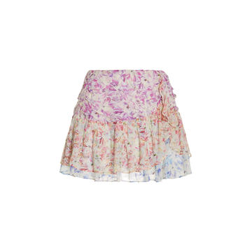 Rhodes Floral-Print Silk Mini Skirt