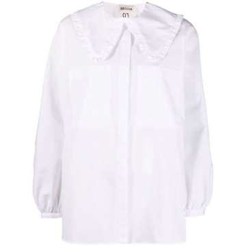 ruffle-collar long-sleeve blouse