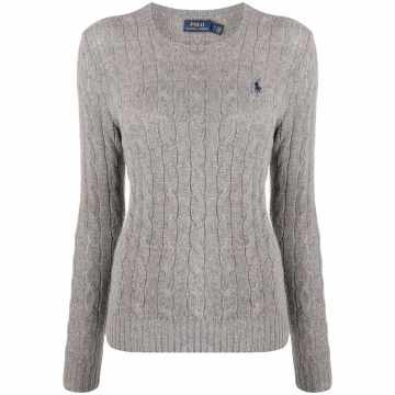 cable-knit embroidered-logo jumper