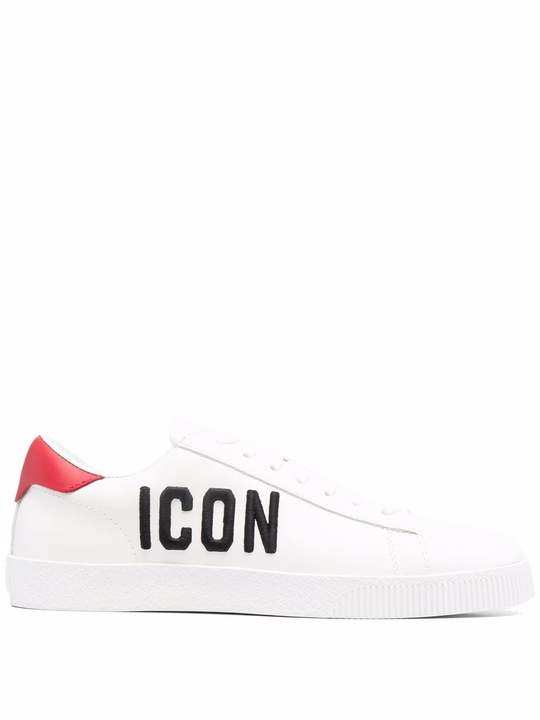 Icon-embroidered calf leather sneakers展示图