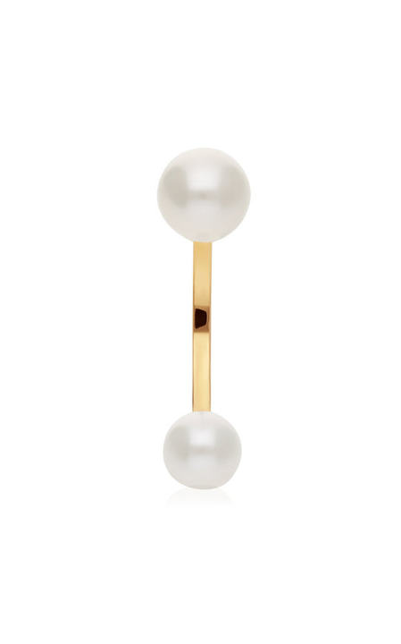 Piercing 18K Yellow Gold Pearl Earring展示图