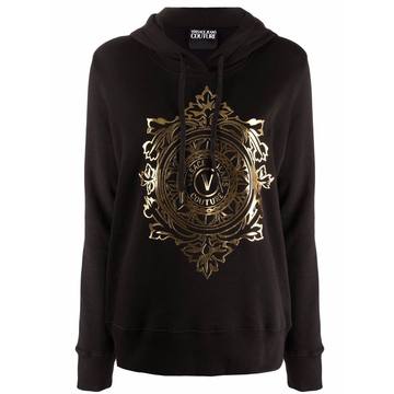 V-Emblem cotton hoodie